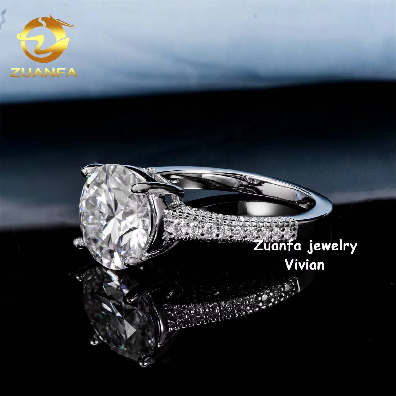 VVS Moissanite Diamond Luxury Iced Out Sterling Silver 925 GRA Certificated Pass Diamond Tester Women Wedding Rings