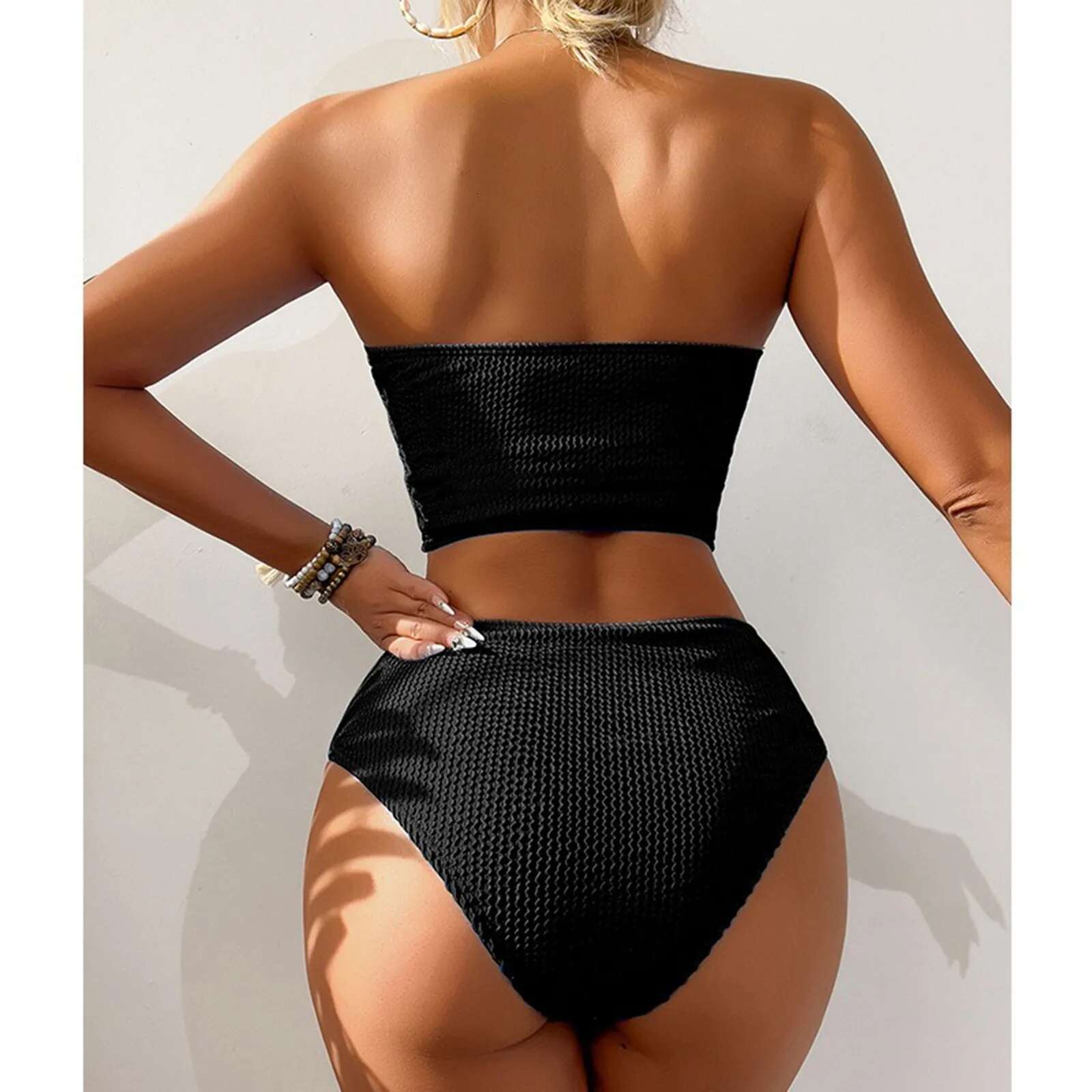 Dongdumaoyi Fashion Bikini Set Swimwear Women High Waist Swimsuit Bathing Suits Brazilian Bikinis Brief Tube Bra
