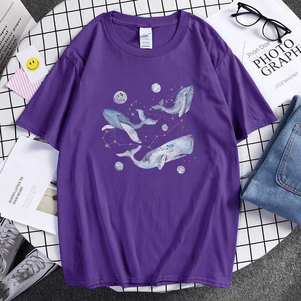 Cartoon Whale Cool Printed Mens T-shirt Retro Summer T-shirt Crewneck Oversized T-shirt Fashionable Breathable Mens T-shirtXJ250409