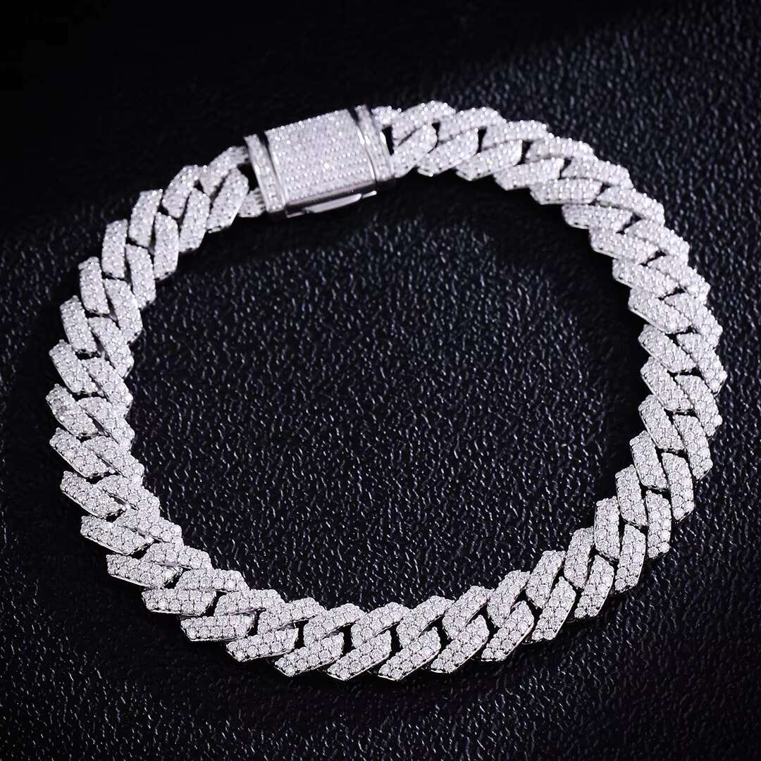 Pass Diamond Tester 925 Sterling Silver Iced Out 10MM Miami Hip Hop VVS Moissanite Diamond Cuban Link Chain