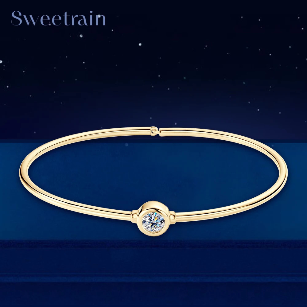 0.5CT Bangle Bracelet 18K Gold Plated 925 Sterling Silver Classic Bangle Bezel Set Diamond Bracelet for Women Gifts 250408