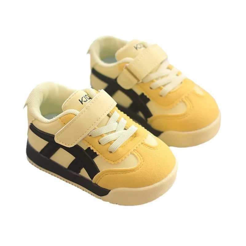 New yellow suede sports shoes for boys and girls fashionable leather casual sports shoes for children comfortable and non slip childrens running shoes