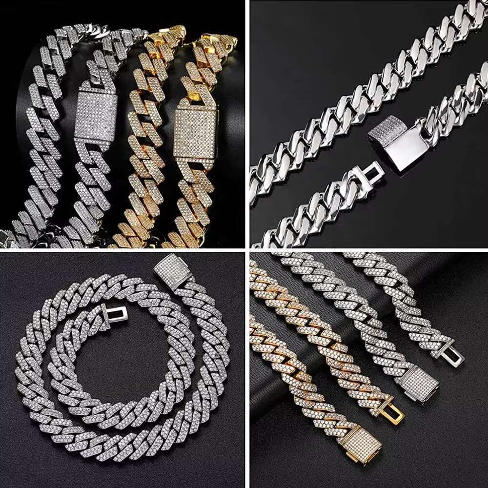 OEM VVS Moissanite Diamond Chain 925 Silver Hip Hop Jewelry Cuban Link Chain Iced Out Clustered 14MM Necklace Chain
