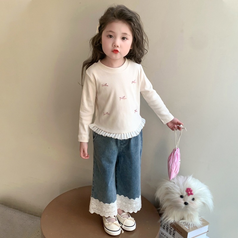 Ddmyshoesvip Girls Long Sleeved T Shirt For And Autumn New Style Western Style Children S Base Shirt Girls Baby Spring Outfit Lace Top
