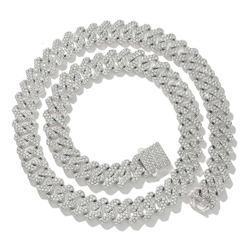 18/20/24inch Cuban Link Chain Hip Hop Men Necklace iced out paris chain 2 Row Rhinestone Paved Miami Rhombus Cuban men Necklace
