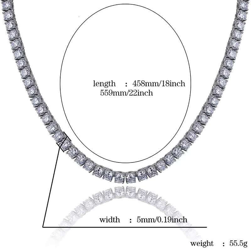 3mm 4mm 5mm 6mm 14k gold-plated necklace brass 5A zircon tennis chain