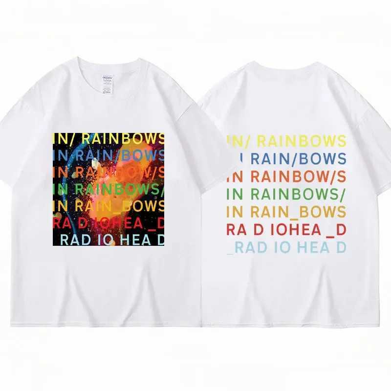 Rock band Radiohead graphic T-shirt music album Rainbow mens short sleeved hip-hop gothic punk oversized T-shirt streetwearXJ250409