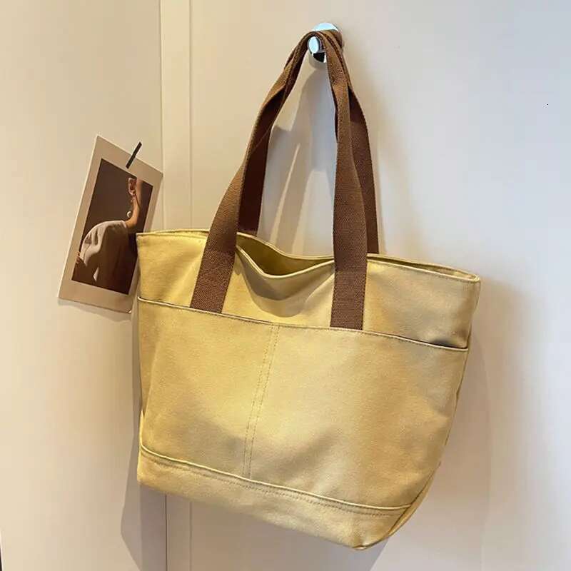 Women's 2024 New One-Shoulder Canvas Portable School Shopping Korean Students Large-Capacity Bag