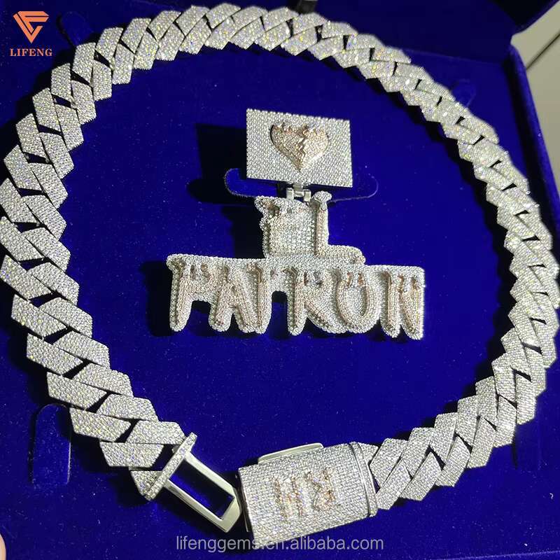 Moissanite Cuban Link Chain Name Necklace Custom Jewelry Men Vvs Moissanite Iced Out Chain and Pendant 925 Silver Gra Certified