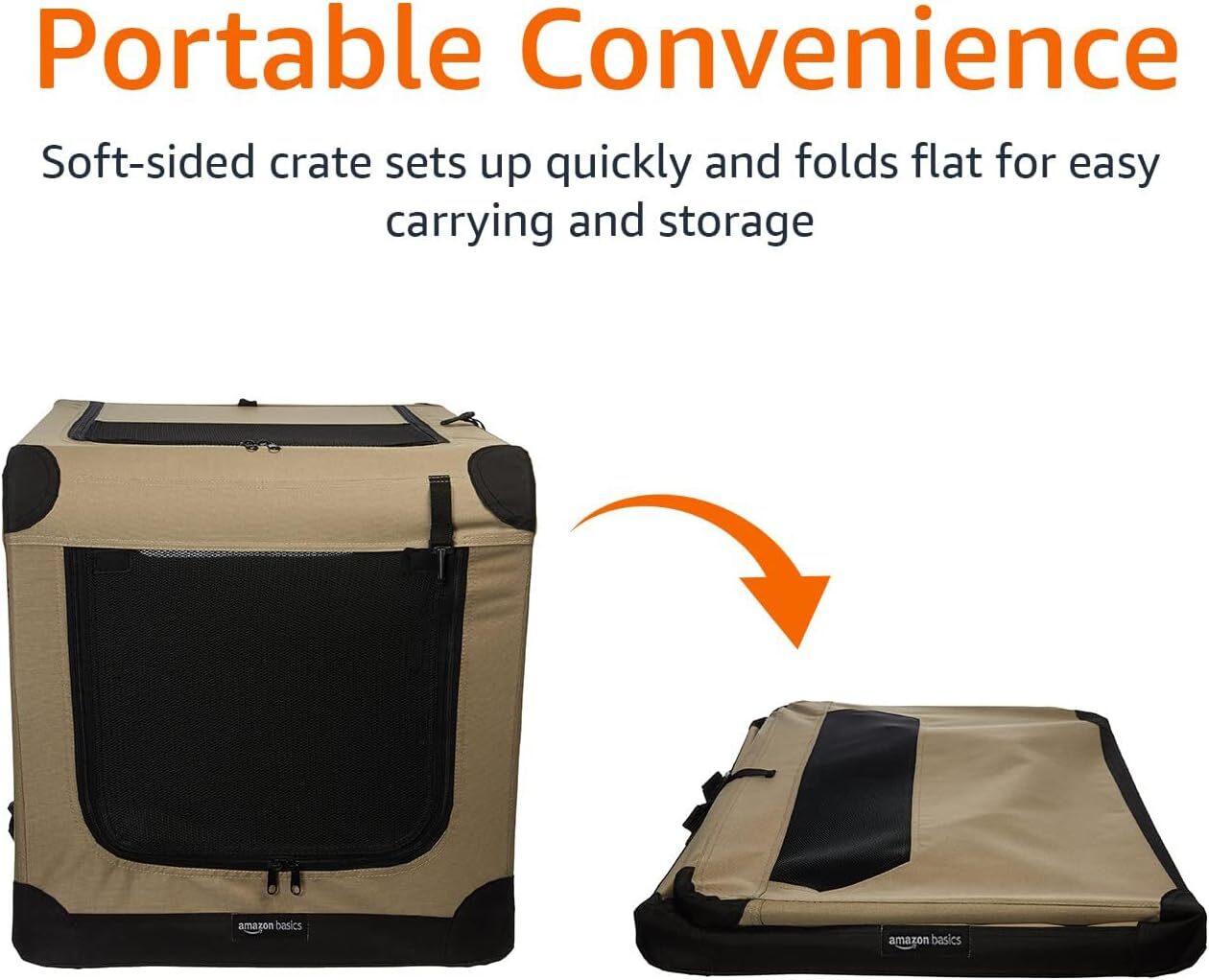 amazon basics 2door portable soft edge folding dog travel case dog nest medium m 30 x 21 x 21 inches brown