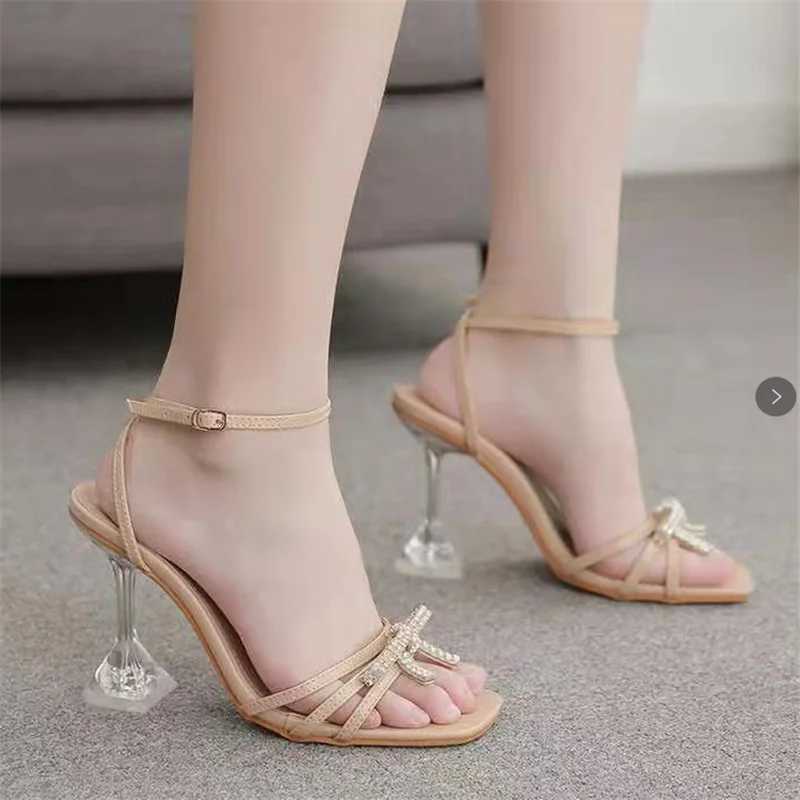 New Arrival Comemore Womens High Heels Sexy Sandals Womens Stiletto Heels Bounce Back Shoes Womens Summer Fashion Rhinestone Plus Size 42 43 T250409
