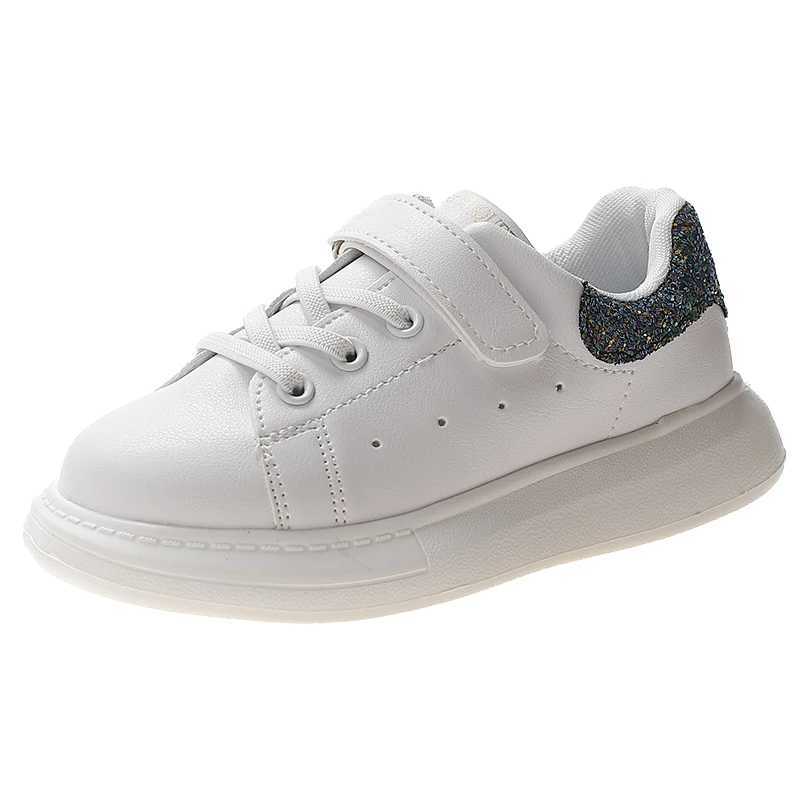 Childrens tennis shoes white leather childrens sports shoes girls fashionable spring and autumn waist boys school walking shoes version X250409