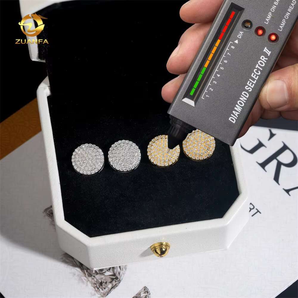Fine Jewelry S925 Hip Hop Style Sterling Silver Moissanite Diamond Iced Out Stud Earrings