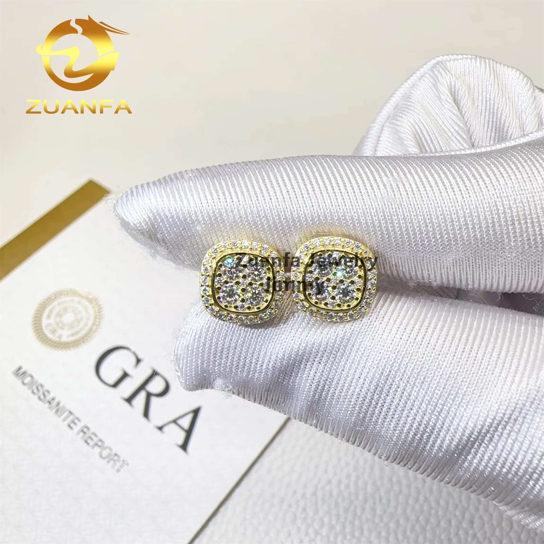 Wholesale Lowest Price GRA Certificates Iced Out Hip Hop 925 Silver Flawless Moissanite Diamond Stud Earrings Men