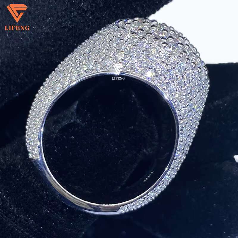 Lifeng Luxury Fully Diamond Ring VVS Moissanite White Gold Oval Shape Wedding Engagement Party Ring Women Made Sterling Silver
