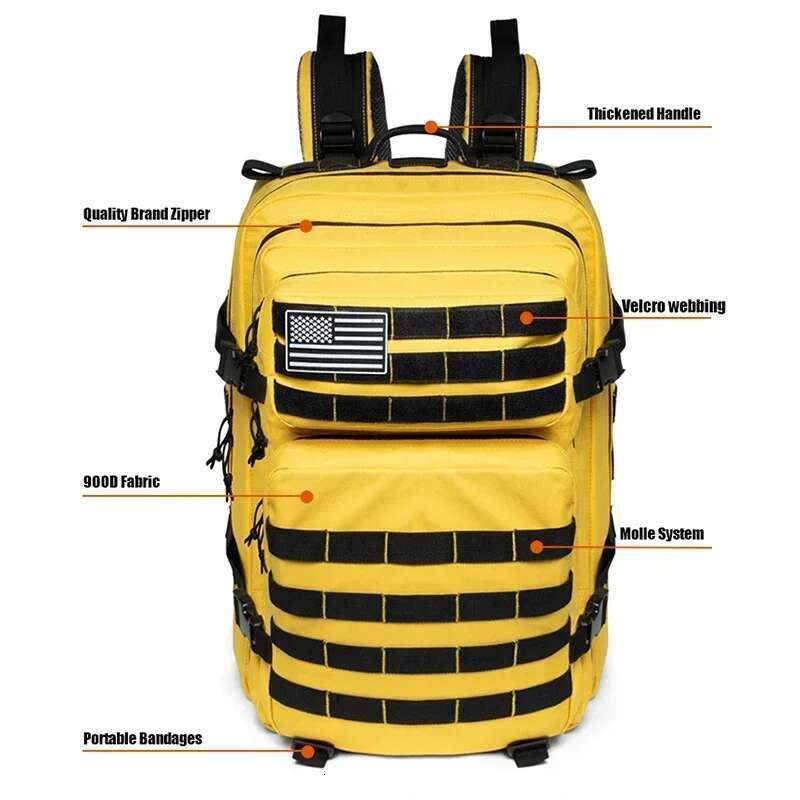 Qt&Qy 45L GYM Fiess Style Backpacks For Men/Women Tactical Backpack Training Molle Survival Bag Hiking Trekking Rucksack
