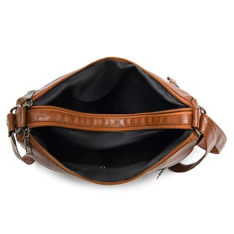 Soft PU Leather Waterproof Shoulder Women Retro Casual Crossbody Bag Multiple Pockets Large Capacity Classic All Match Bags