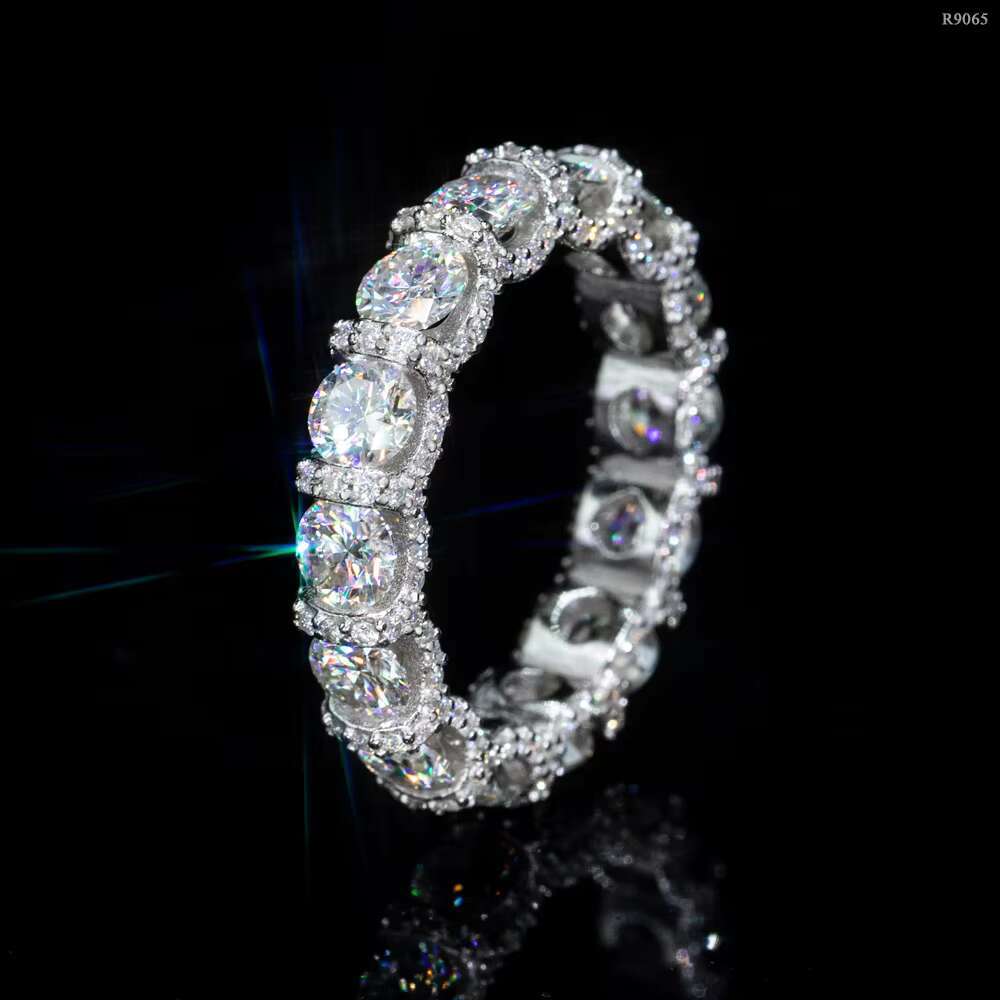 Wholesale Factory Price Bling Iced Out Moissanite Jewelry 925 Silver Diamond Jewelry Hiphop Eternity Moissanite Ring