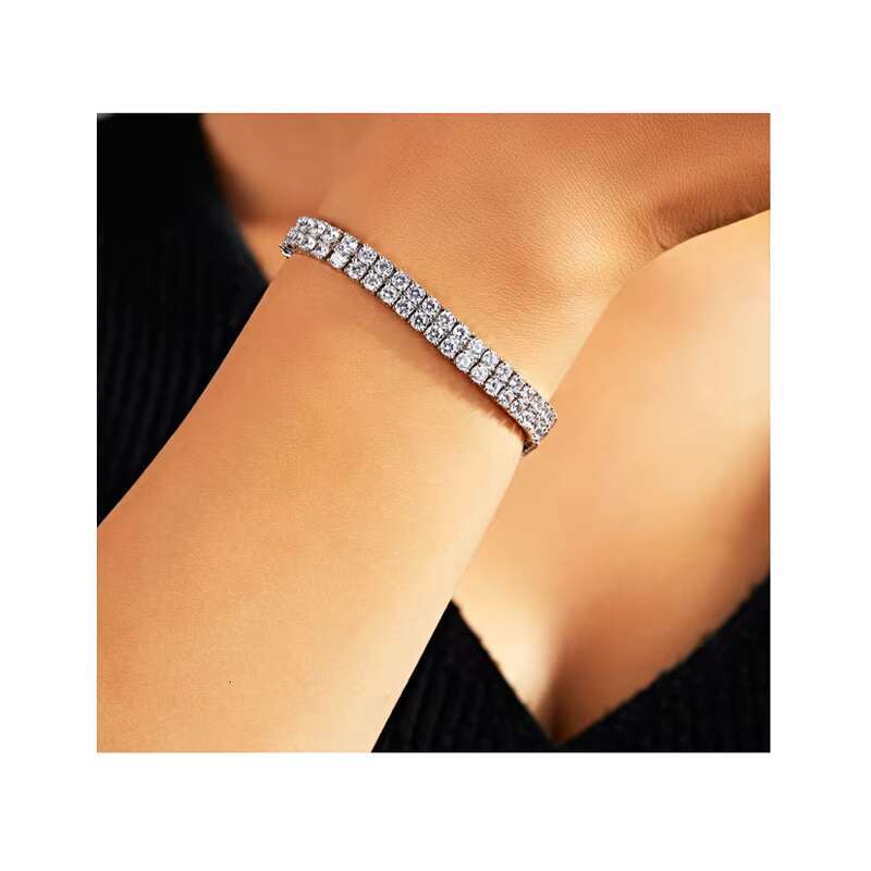 Romantic Trendy Customizable 14K 18K Gold Plated Copper Zircon Tennis Bracelet for Women Rhinestone Moissanite Fashion