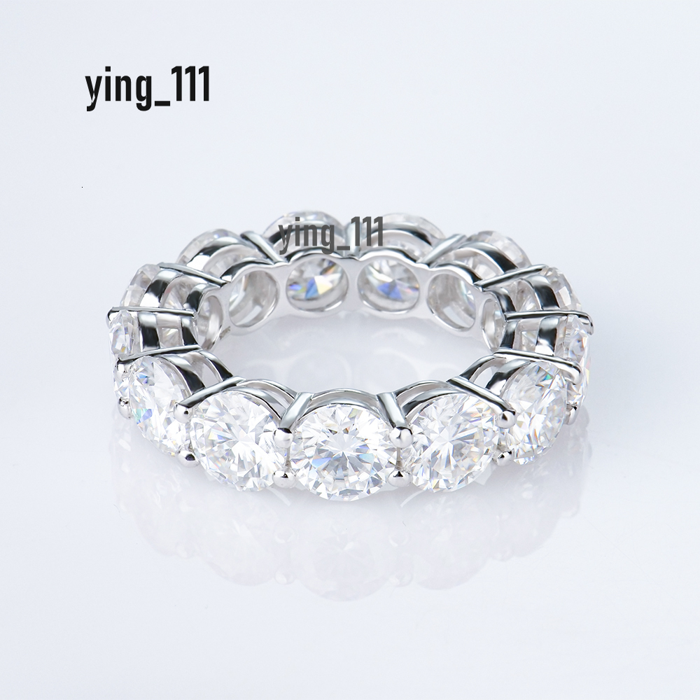 Stocks Fine Jewelry Moissanite Tennis Rings 925 Sterling Silver VVS1 DEF Color Round Shape Moissanite Rings Hip Hop Jewelry