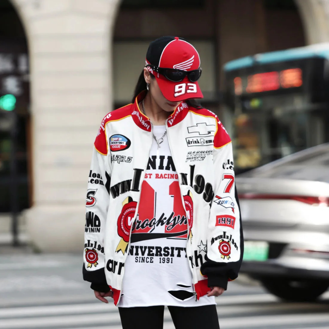 Motorcycle Racing Set for Female Couple Spring and Autumn Cycling American Hip Hop Jacket Thin Baseball Shirt 250409