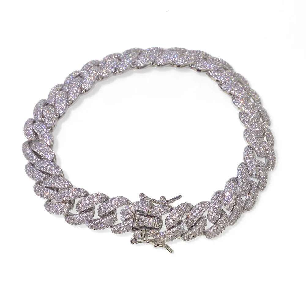 ESKEEM New Style 12mm 925 Silver Iced Out Diamond Cuban Chain Necklace Hip Hop Fine Jewelry Bling Moissanite Bracelet for Women
