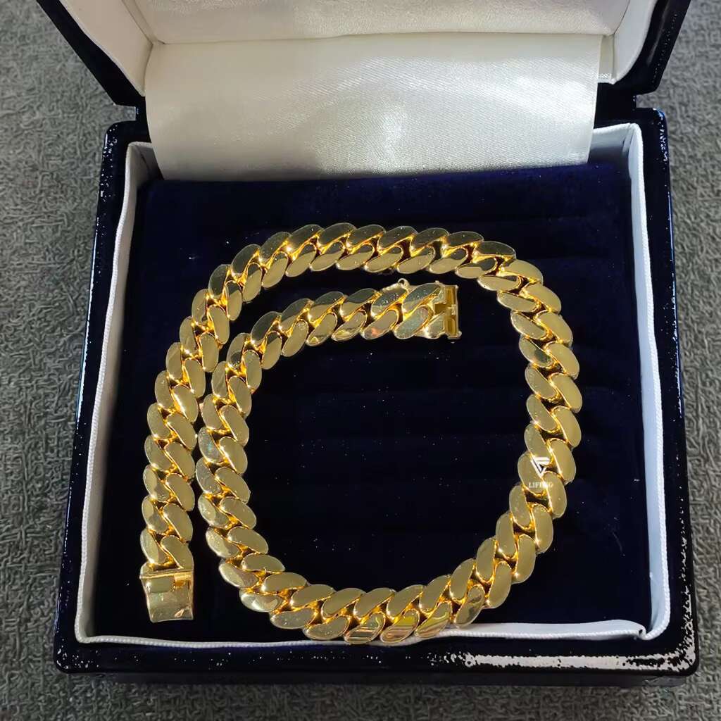 Wholesale 18K 24K Gold Custom Cuban Link Chain 20mm Miami Cuban Chain Necklace with Zircon Diamond