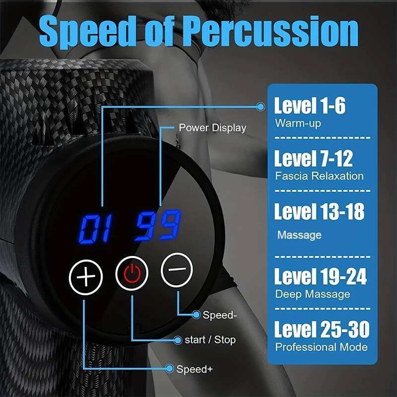 30 Level Massage Gun Fascia Deep Muscle Relax Body Neck Massager Electric Fiess Equipment Noise Reduction Male Female