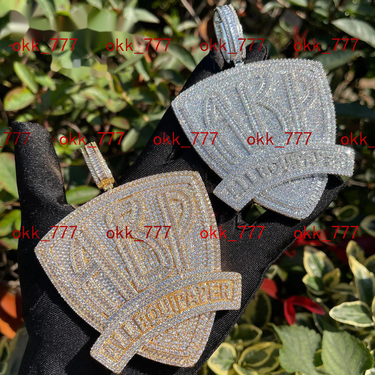 Hip hop All BOUI PAPER letter pendant necklace mens 925 silver inlaid moissanite trendy accessory
