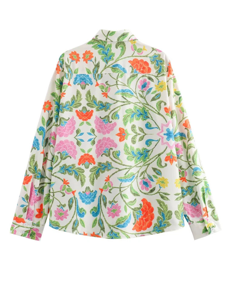European and American style lapel long sleeved printed poplin fashionable personalized shirt for spring 250409