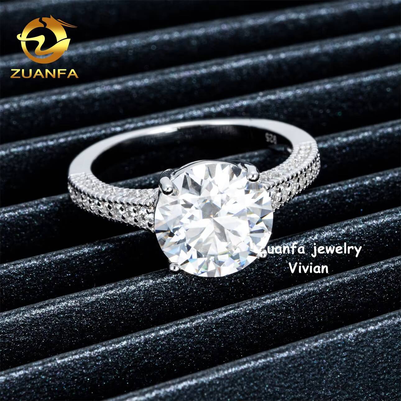 VVS Moissanite Diamond Luxury Iced Out Sterling Silver 925 GRA Certificated Pass Diamond Tester Women Wedding Rings