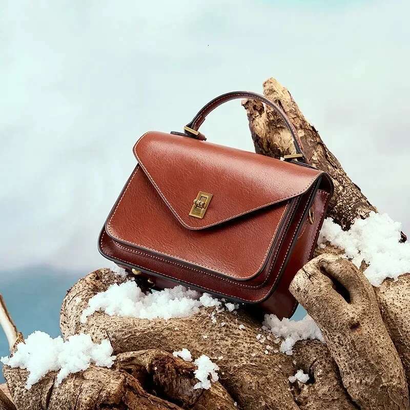 Women's Genuine Leather Bag Vegetable Tanned Cowhide New High Grade Handbag Shoulder Crossbody Messenger Bags Ladies Female 2023