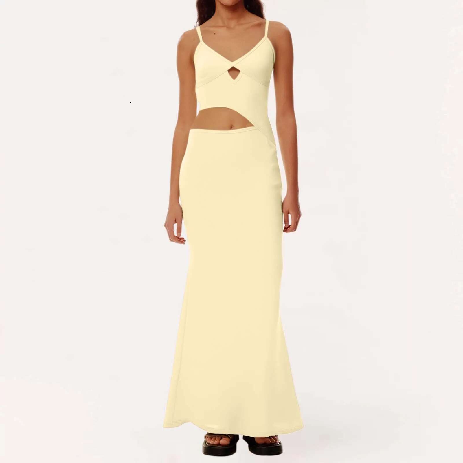 Dongdumaoyi Spaghetti Strap Sleeveless Dresses Cut Out Maxi Dress Backless Slim Fit Long Night Party Summer Wear Y K