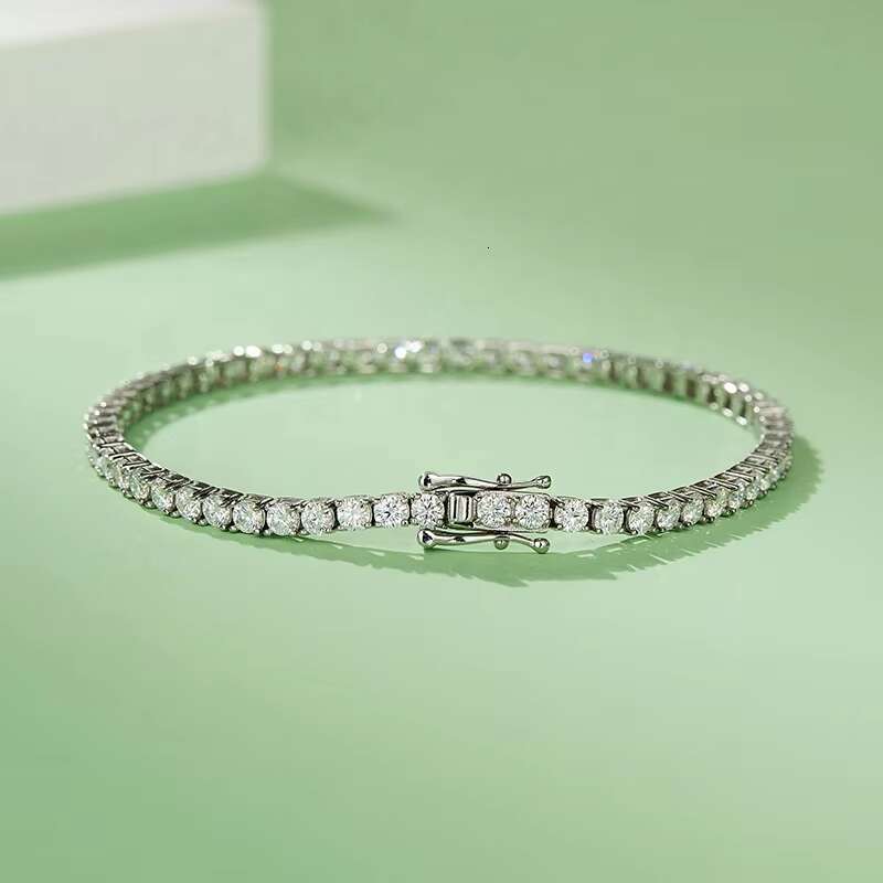 D VVS Moissanite Sliver 925 High Quality 18K White Gold Plated Tennis Bracelet