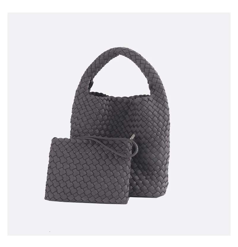 Speliko Neoprene In Large Capacity Tote With Woven Clutch Bag