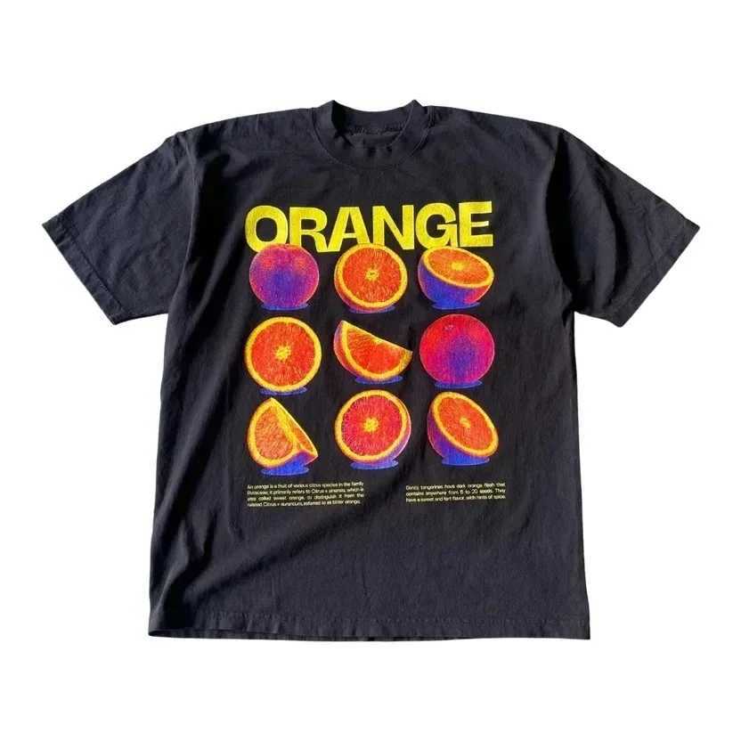 Summer New Retro T-shirt Fun Fruit Printed T-shirt 100% Cotton Mens Short Sleeve T-shirt Casual Womens Round Neck T-shirt TopXJ250409
