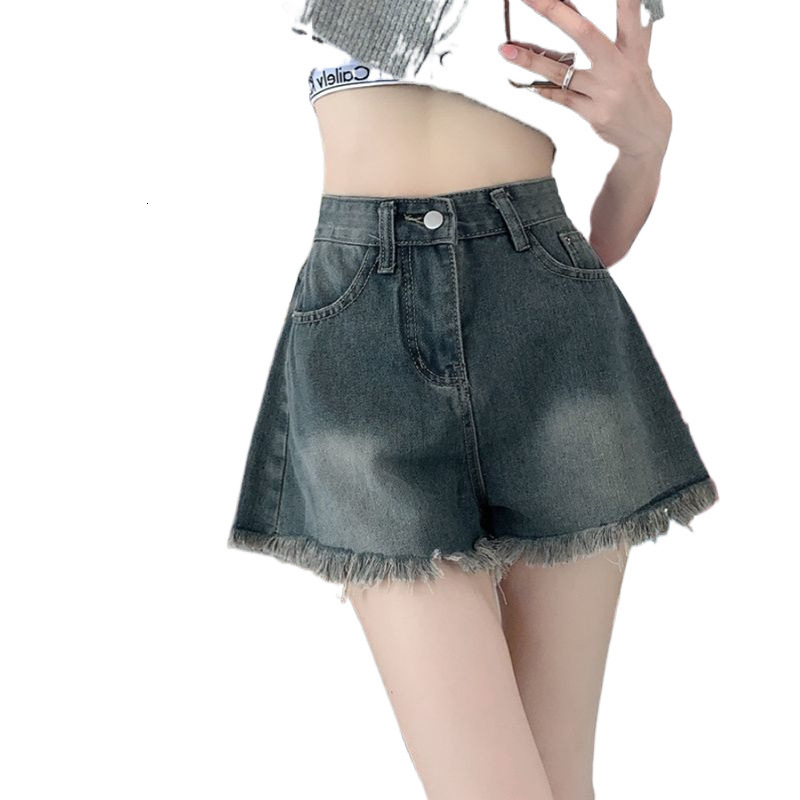 2025 New Designer Shorts Edge Design American Denim Shorts For Women Summer New High Waisted Straight Loose Slimming A-line Wide Leg Pants
