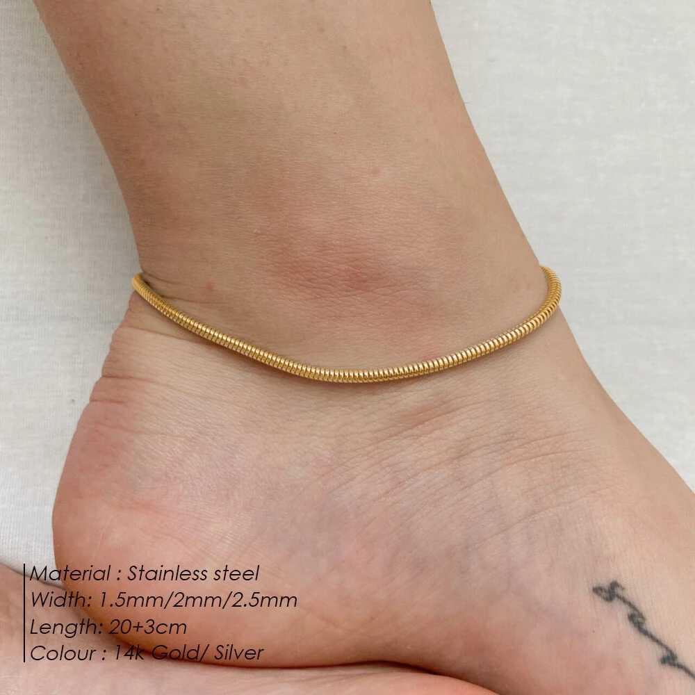 e-Manco Snake Chain Anklet Stainless Steel Adjustable Chain Ankle Gifts for Women Girls Jewelry Accessories Z250408