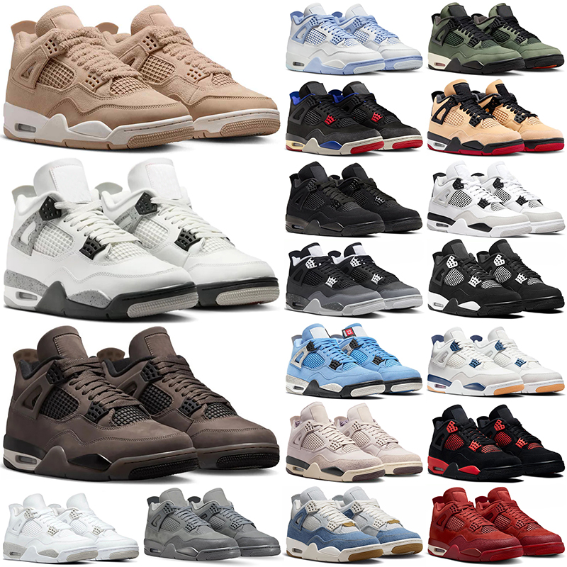 with box 4s basketball shoes men women designer sneakers triple black white brown green red navy blue mens womens outdoor sports jump mans 4 j4 trainers