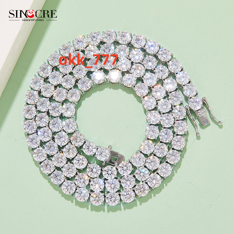 Moissanite Cluster Tennis Chain Mossanite Wholesaler Sinocre S925 Sterling Couple