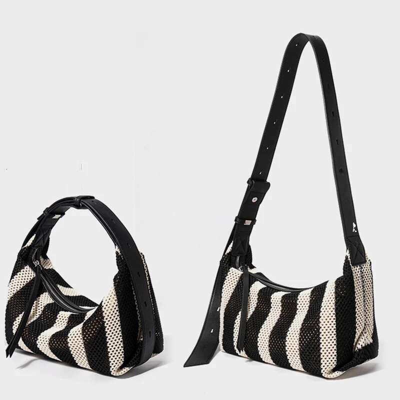 Formeki Women Shoulder Striped Weave Pillow Ladies Female Banana Casual Tote Bag