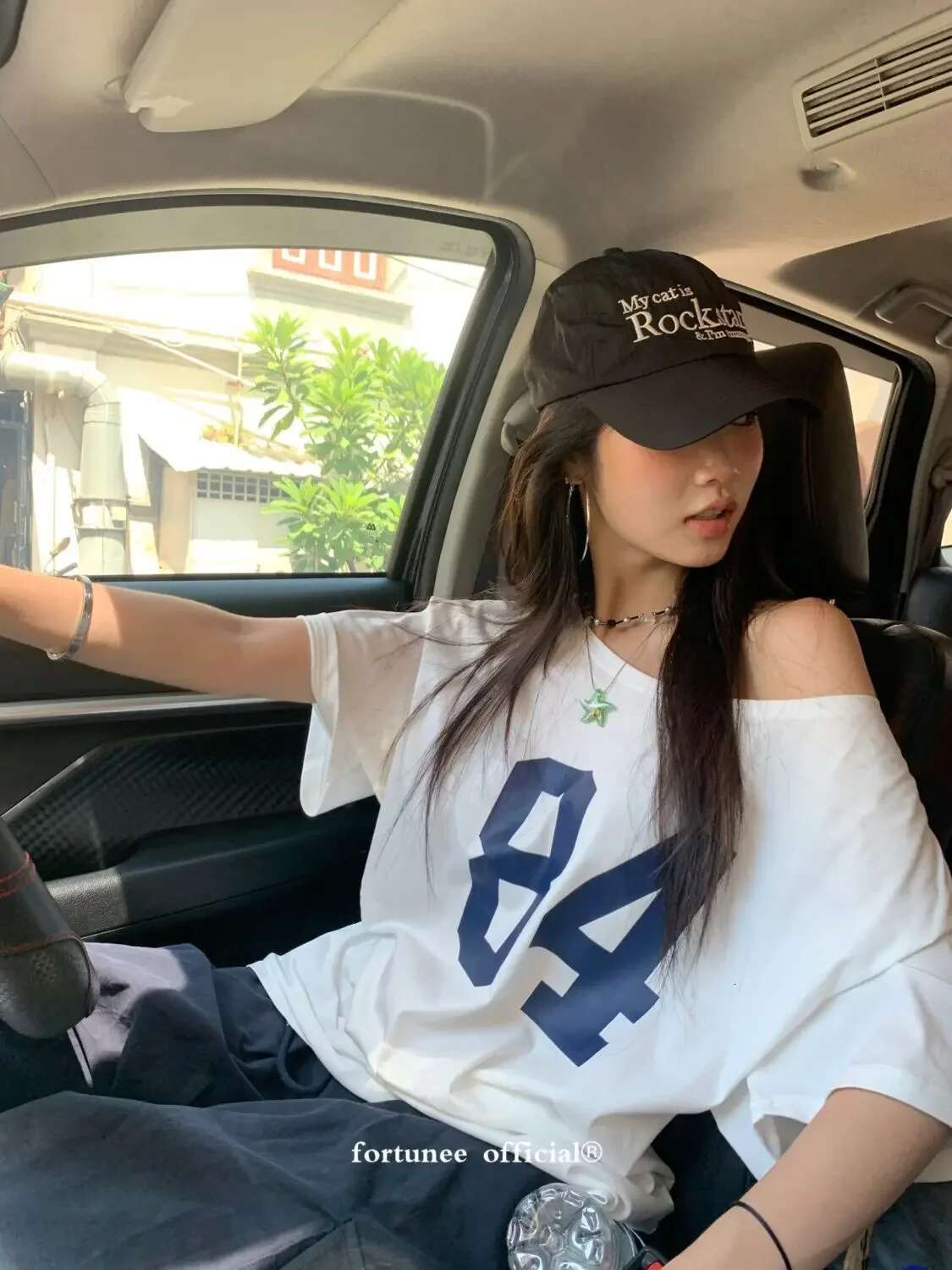 84 Print Short Sleeve One Shoulder T-shirt Street Style Tee Vintage Streetwear Y2K Tops Women Korean Summer White T Shirt