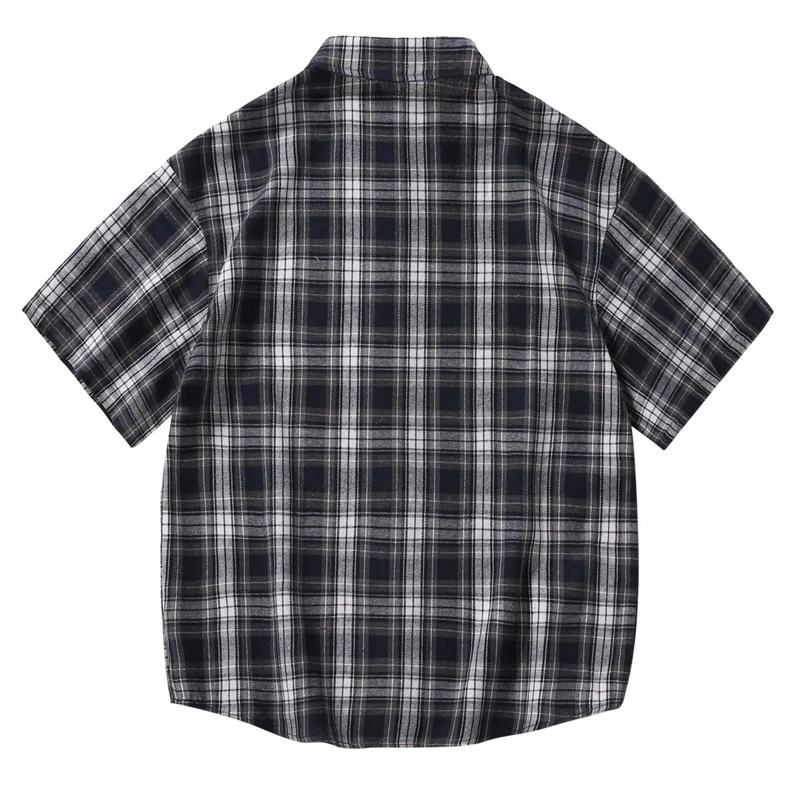 MenS Short Sleeved Japanese Vintage Plaid Printed Shirt Summer Vacation Beach Check Shirt Button Down Half Sleeved Shirt 250409