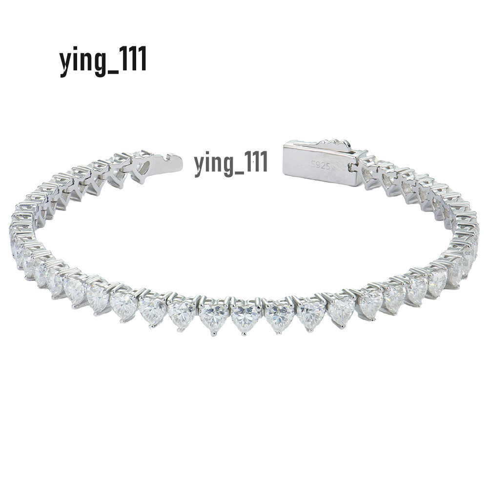 Xingyue High Quality Ladies Jewelry Wholesale S925 Silver 4mm Heart Moissanite Mossanite Lab Grown Diamond Tennis Chain Bracelet