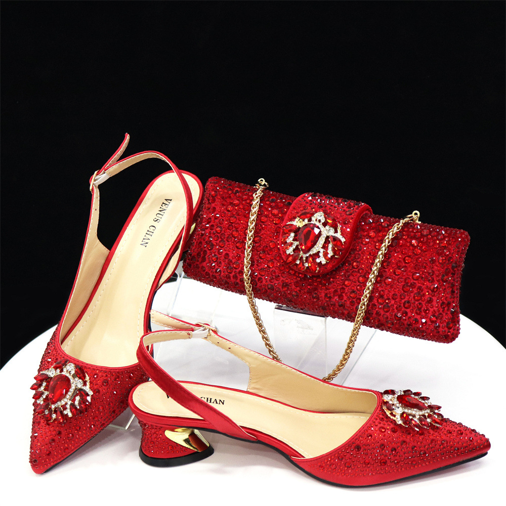 Dress Shoes Dark Green Women And Bag Set Ladies High Heels Pumps Match With Handbag Sandals Escarpins Femme Sandales