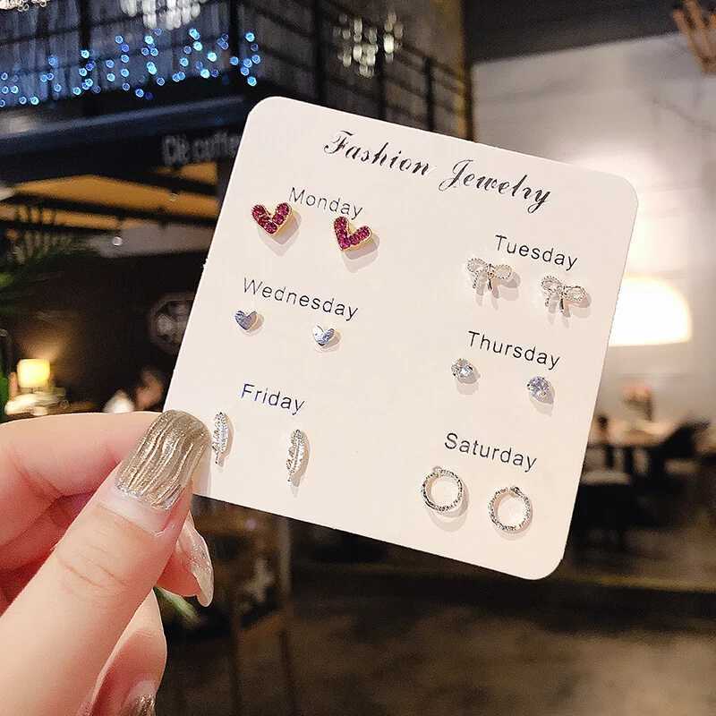 New S925 Silver Needle Stud Earrings Set for Women Girls Simple Cute Exquisite Mini Earrings Jewelry Gift Wholesale Direct Sales Z250408