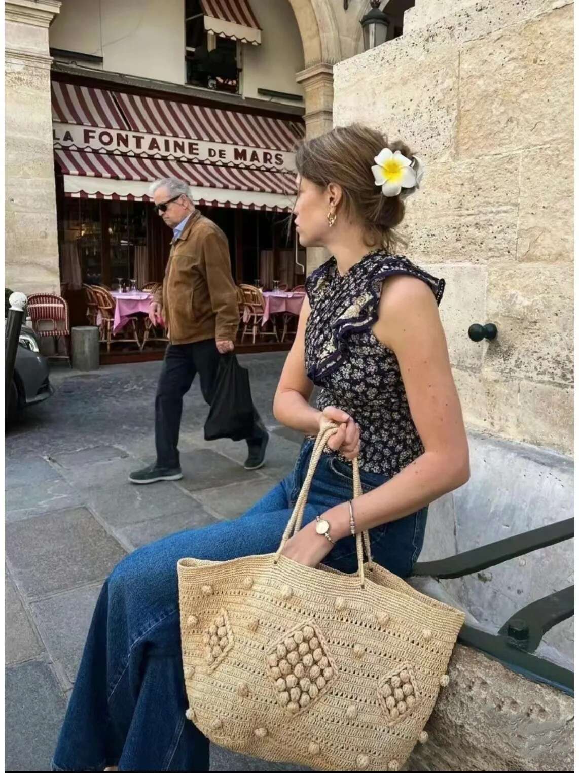 Handmade Bean Hollow Weaving For Women's Summer Travel Shoulder Bag