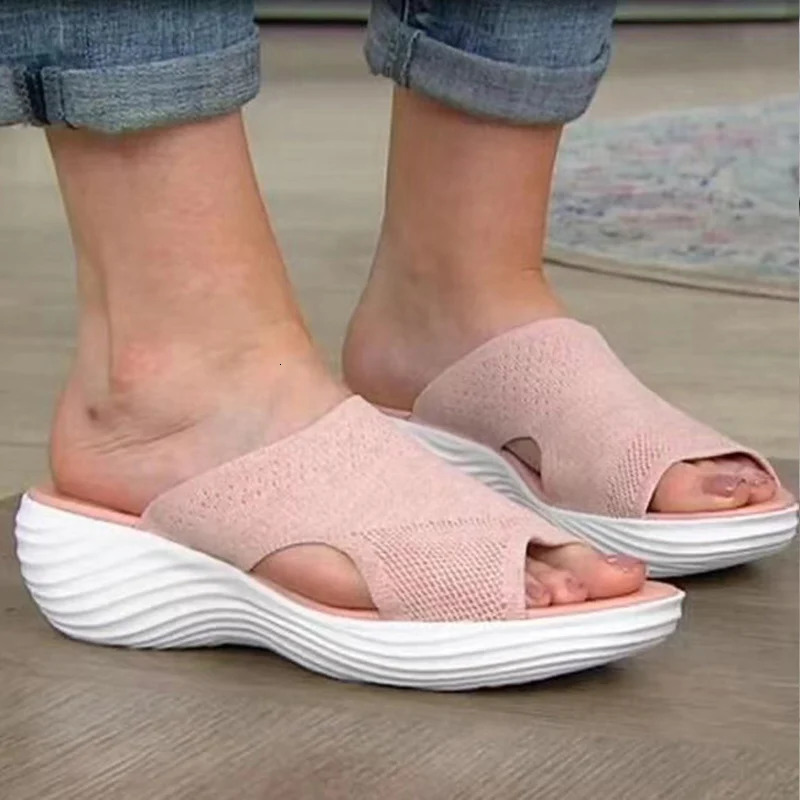 Women Sandals Elastic Force Summer Shoes With Low Heels Sandals Summer Women Slippers Lightweight Slip On Heeled Sandals Female 250407
