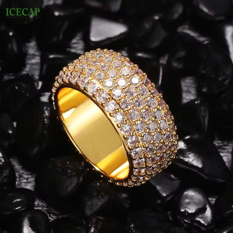 Hot Selling Price 925 Sterling Silver Moissanite Ring Fashion Design Hiphop Men Rings Silver Plated VVS Diamond Engagement Ring