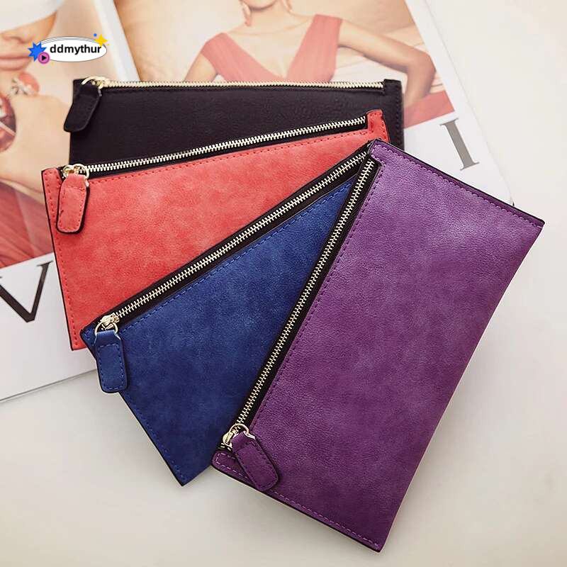 Women's Ladies Wallet Long Money Bags Simple Style Coin Purse Leather Thin Wallets Female Card Holder Solid ddmythur